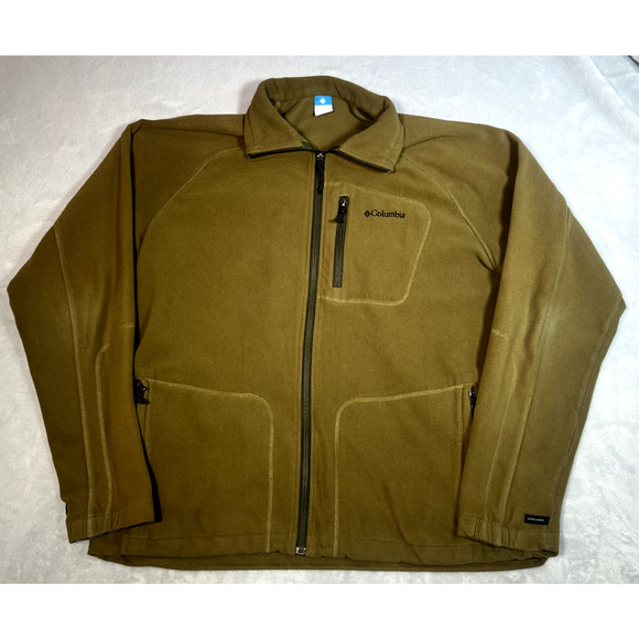 Columbia Jacket Mens Large Olive Green Fast Trek ll Fleece Full Zip Sweater Hike - Picture 1 of 10